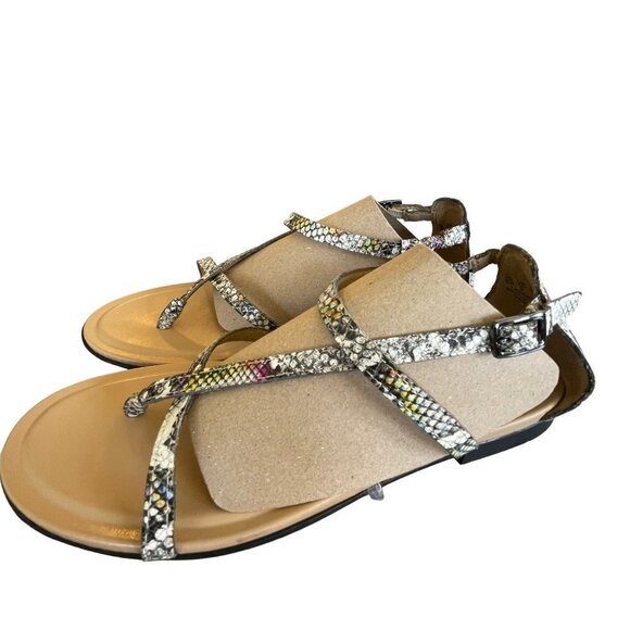 Naturalizer Tinsley Sandals Womens 6W EU 36 Wide Leather Faux Snakeskin Flat - Picture 6 of 10